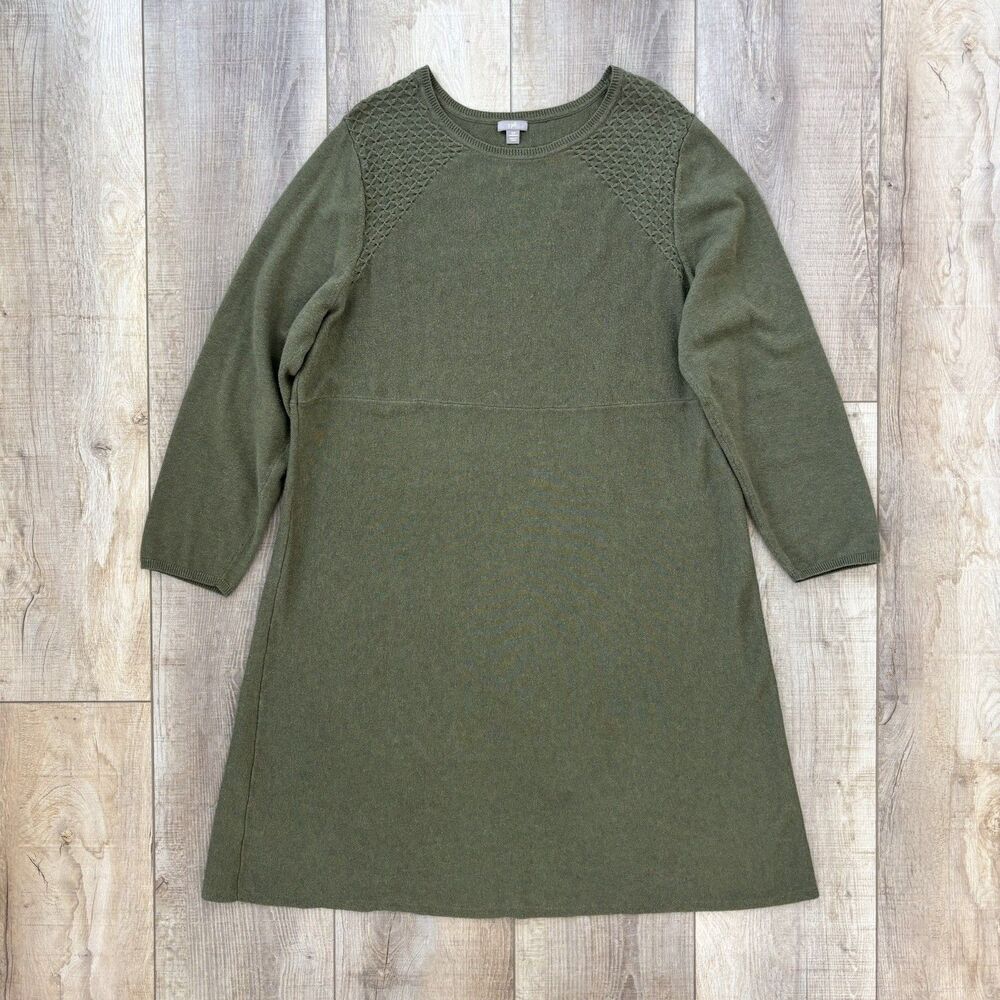 J. Jill Womens Green Sweater Dress 2X Cotton Capsule Classic Minimalist Teacher - Picture 5 of 12